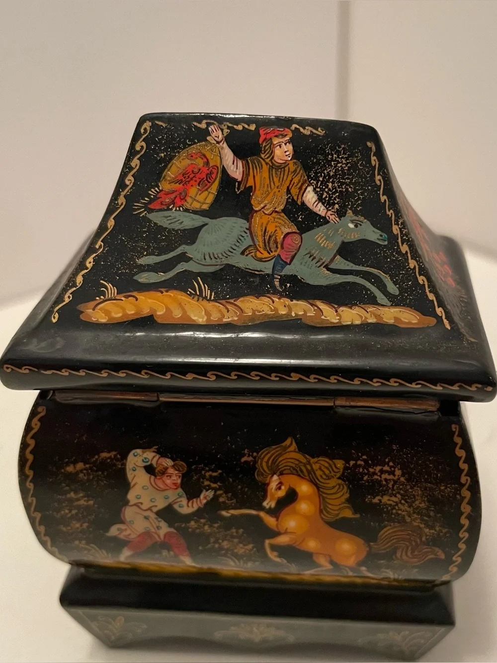 Vintage Russian Palekh Lacquer Box 